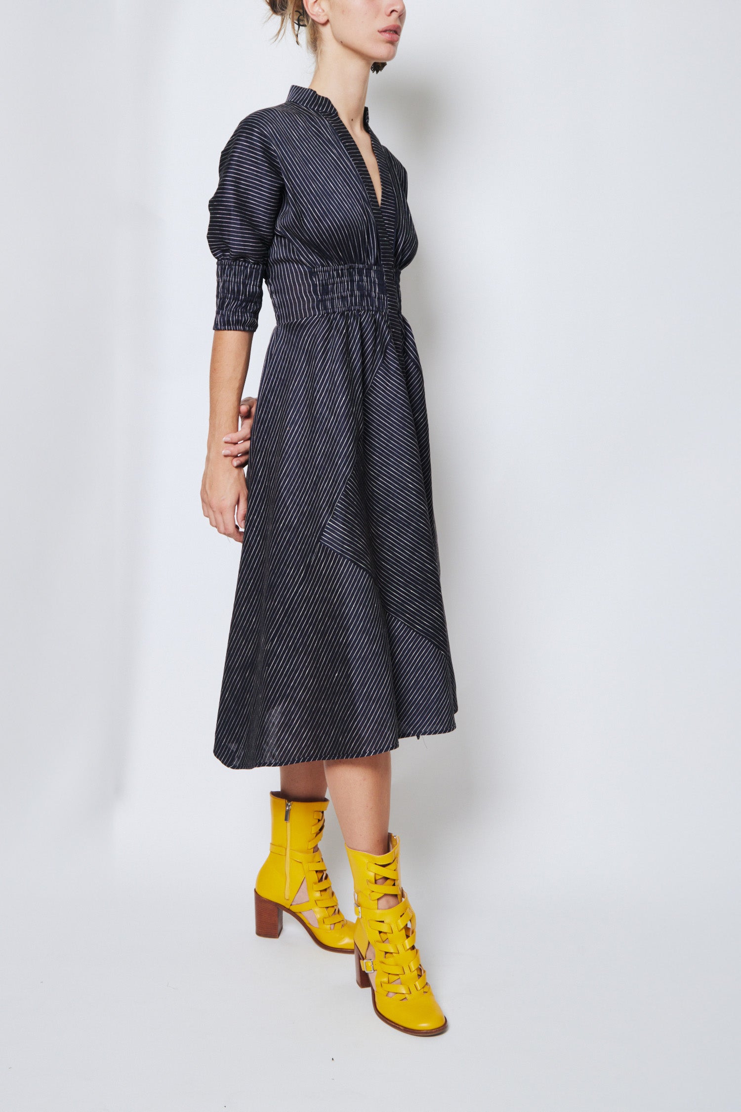 Rolling Direction Shirt Dress - Navy
