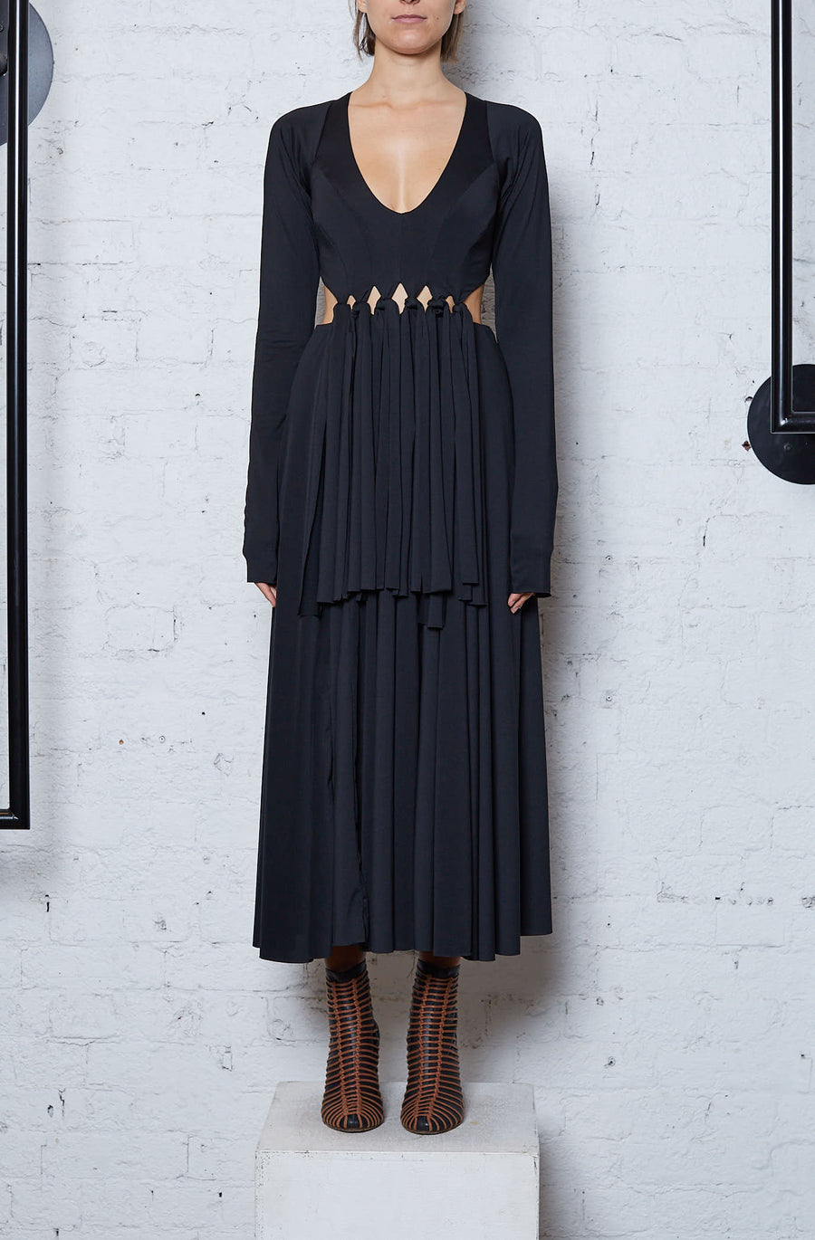 CONNECTED LONG SLEEVE DRESS - BLACK
