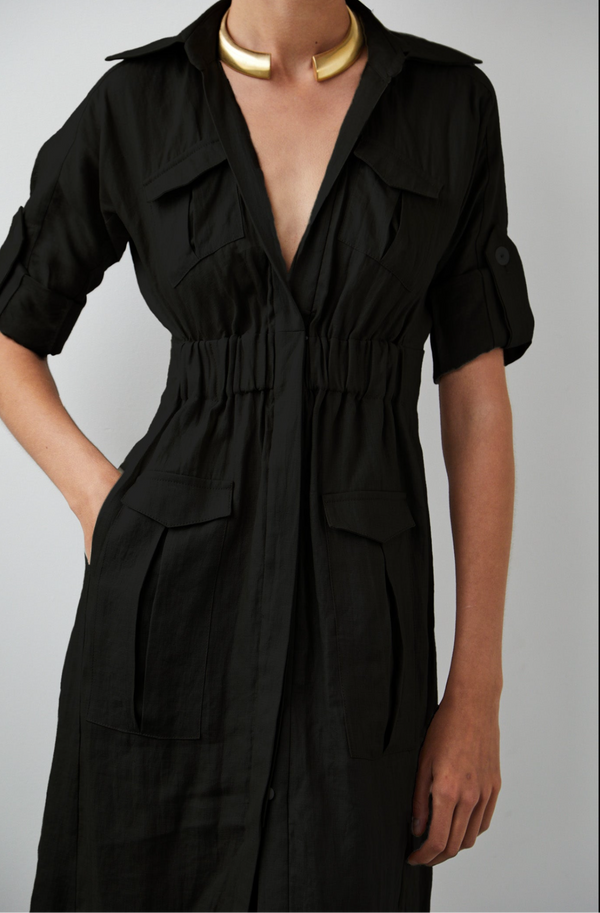 Available Now!  6 Pocket Safari Dress - Black - previously  MADE TO DEMAND