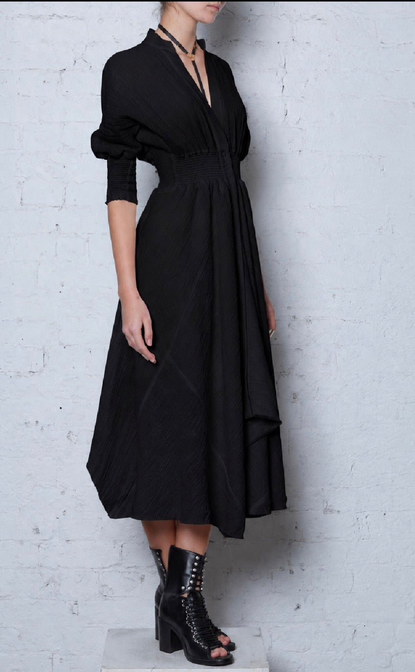 Rolling Direction Shirt Dress - Available - Made to Demand - Black