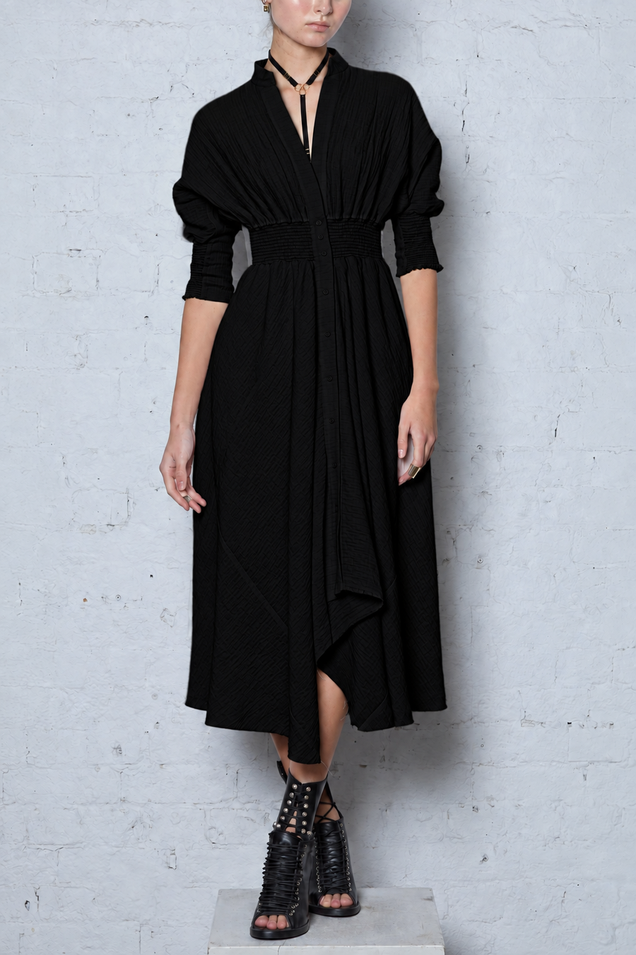Rolling Direction Shirt Dress - Available - Made to Demand - Black