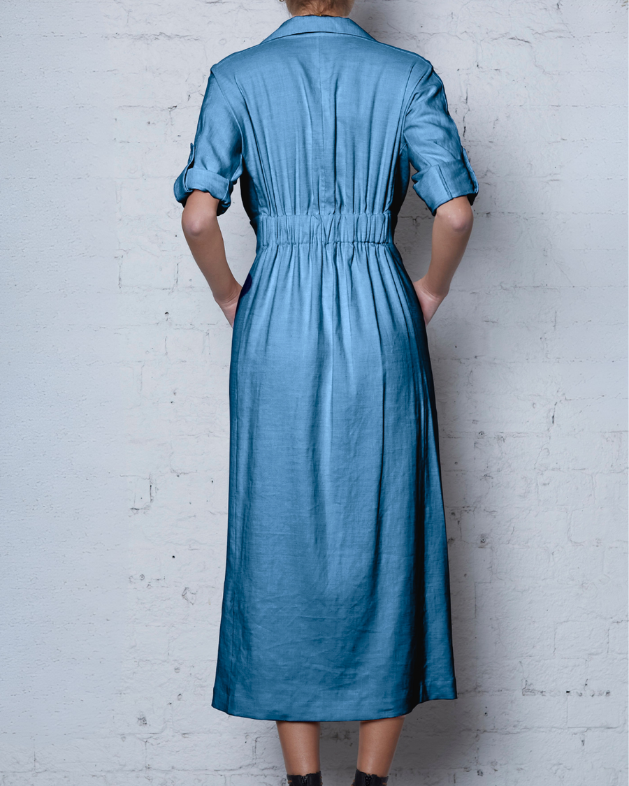 MADE TO DEMAND 6 Pocket Safari Dress - Denim