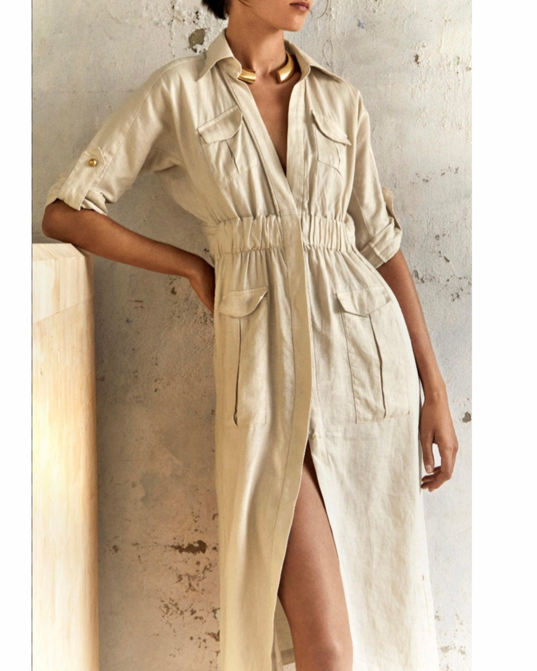 Available Now! 6 Pocket Safari Dress - Cream - MADE TO DEMAND - KITX Available Now! 6 Pocket Safari Dress - Cream - MADE TO DEMAND - KITX