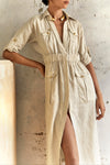 MADE TO DEMAND 6 Pocket Safari Stud Dress - Cream